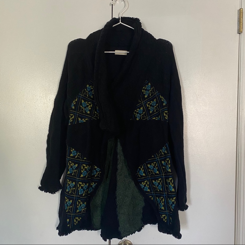 Anthropologie black wool blend duster sweater